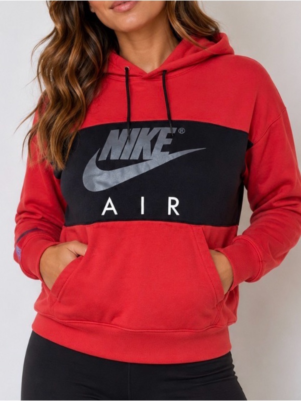 Nike Red and Black Air Pullover Hoodie women's SZ SM Flawed - small pen hole